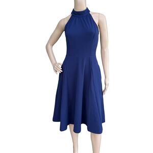 Woosea Royal Blue Sleeveless High Neck Flare Dress NWT S